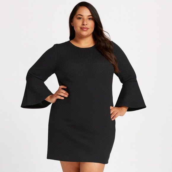 Ralph Lauren Dresses & Skirts - Lauren Ralph Lauren Black Polka Dot Ponte Dress Bell Sleeves Size 14